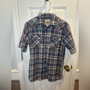 Outdoor Life Men’s Plaid Short Sleeve Button‎ Up Shirt Western Small Blue Red